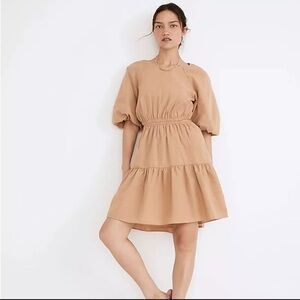 Madewell NWT Seersucker Puff Sleeve Cut Out Mini Dress XXL